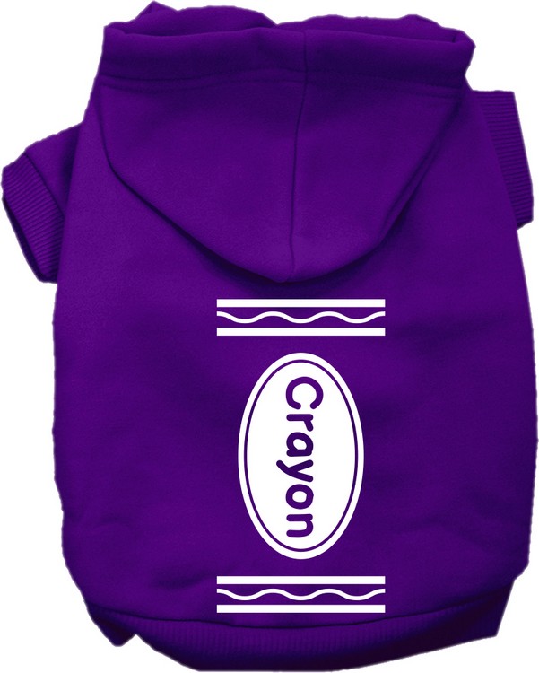 Crayon Costume Screen Print Dog Hoodie Purple Size LG